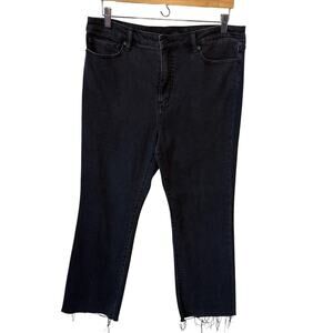 UNIQLO Skinny Jeans Size 32 Black Flared Denim High Rise Distressed Grunge Goth